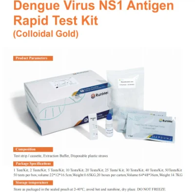 Produttore di rilevamento dell'antigene del virus Dengue Duo marcato CE ISO13485 (NS1), prezzo del kit di autotest domestico rapido Dengue Ns1 Malesia Filippine Singapore